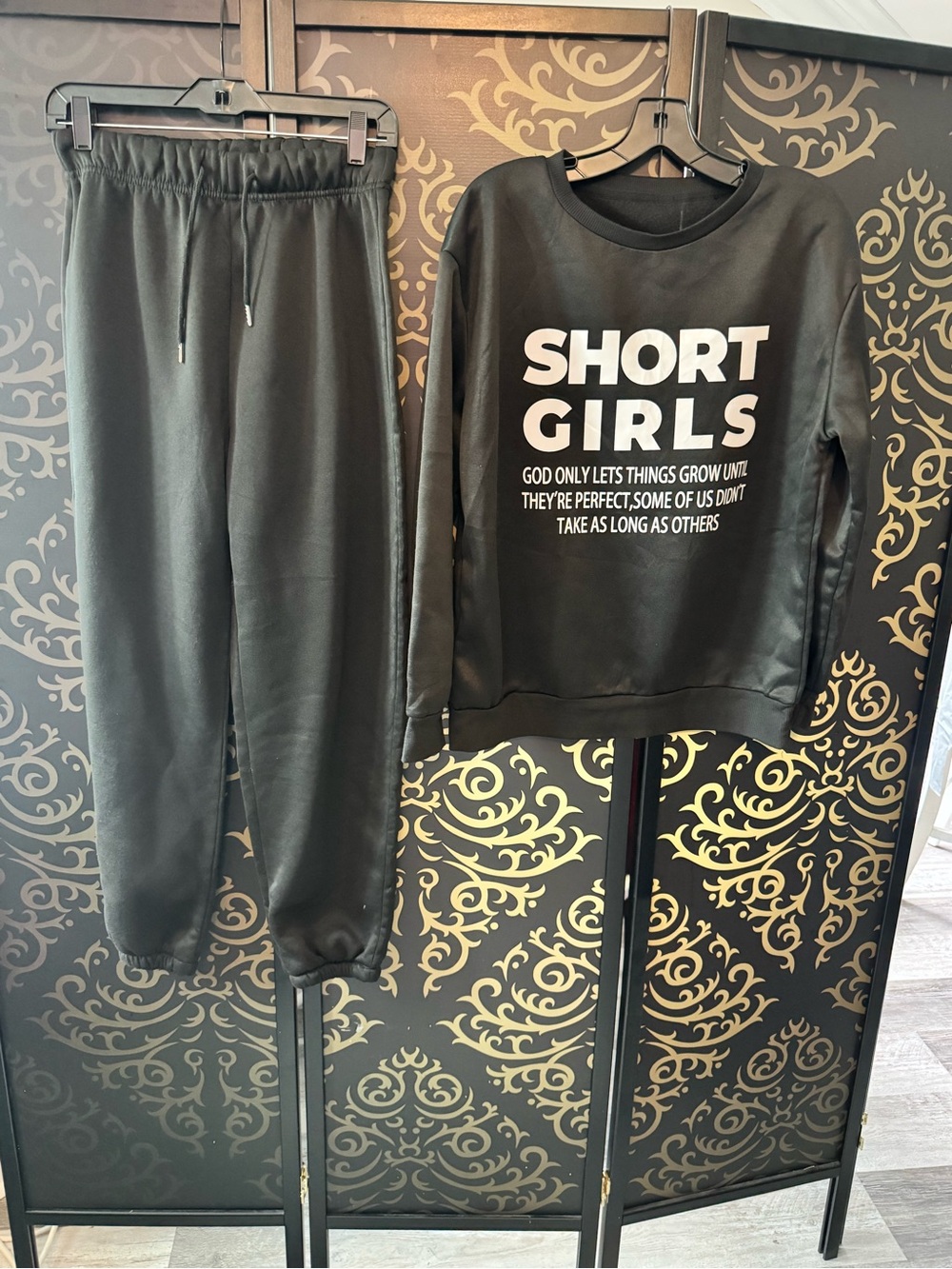 SHEIN Black Graphic Sweatshirt & Jogger Pants Set